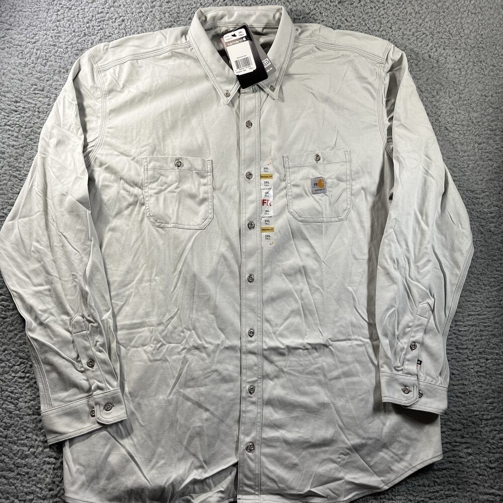 Carhartt FR Shirt Mens 3XL Tall Flame Resistant Force Long Sleeve Button Up NWT